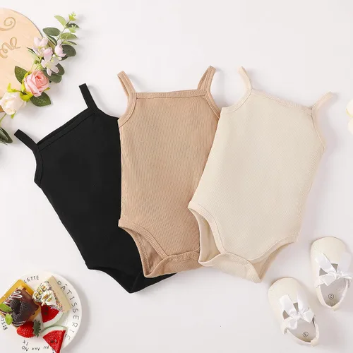 Miniatura 7 de OPAWO Onsies sin mangas para bebé niña, paquete de 3 mamelucos para recién nacidos, tirantes delgados, camiseta interior de verano para bebé de 0 a
