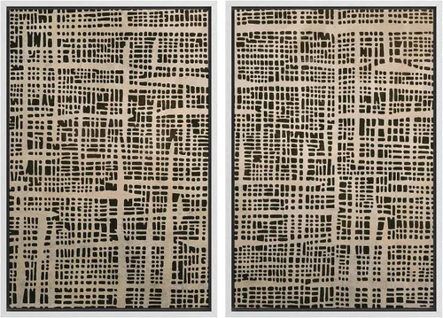 Miniatura 14 de SIGNWIN Lienzo enmarcado para pared, juego de arte de collage de ondas en espiral de mediados de siglo, formas abstractas, acogedor, neutro