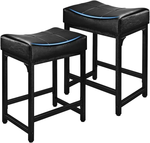 Miniatura 12 de Juego de 2 taburetes de bar de altura de mostrador para isla de cocina, taburetes de bar negros de 24 pulgadas, taburetes de bar sin espalda