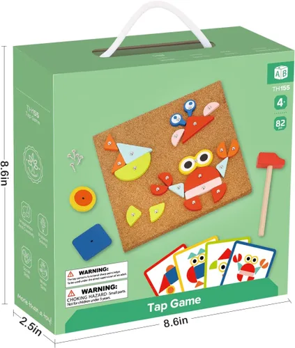 Miniatura 3 de TOOKYLAND Juego de clavos de madera - 82 piezas de martillo y clavos golpeando juguete, a partir de 4 años