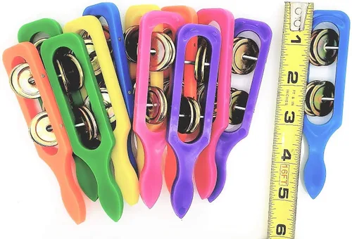 Miniatura 5 de Zugar Land - 12 platillos con asas de plástico (5 pulgadas) - Suministros para fiestas infantiles, instrumentos musicales preescolares, emisores
