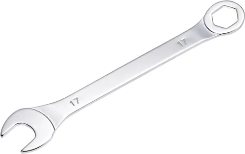Miniatura 10 de uxcell Llave combinada delgada con extremo de 6 puntos compensado y extremo abierto angular, chapado en cromo espejo métrico de acero al carbono
