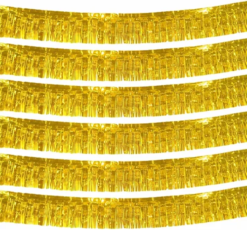 Miniatura 6 de Paquete de 6 guirnaldas metálicas de oropel – 10 pies de papel de aluminio con flecos para colgar en la pared para flotadores de desfile, boda