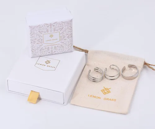 Miniatura 5 de Lemon Grass - Anillo de banda simple de plata esterlina anillo abierto banda ancha ajustable línea de anillos
