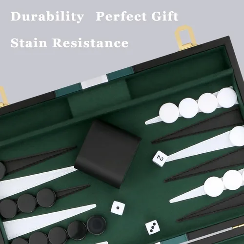 Miniatura 3 de Juego de Backgammon - Juego de mesa clásico con funda de cuero de primera calidad - Juego de estrategia de viaje portátil de backgammon para adultos