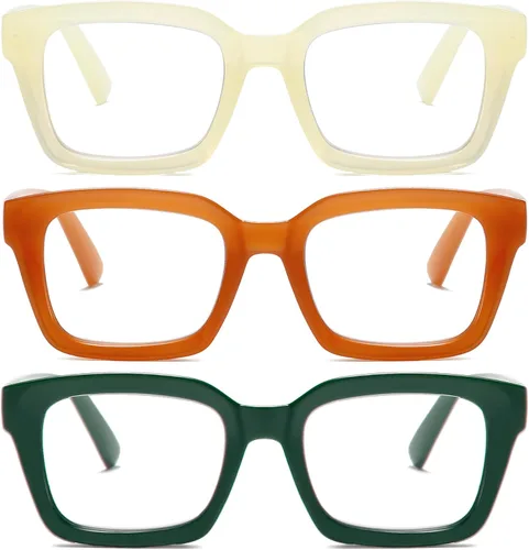 Miniatura 11 de Lentes de lectura cuadrados de estilo moderno con bisagra de resorte, bloqueo de luz azul para hombres y mujeres