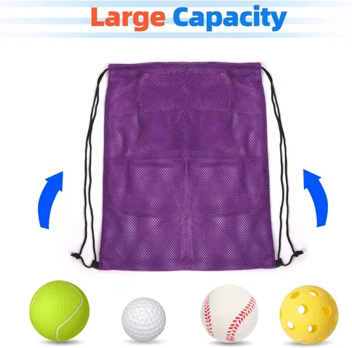 Miniatura 73 de GSE Games & Sports Expert Bolsa de malla con cordón para béisbol, pelotas de pickleball, pelotas de golf, gimnasio, equipo de natación, lavandería