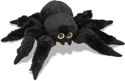 DolliBu - Peluche de araña negra, animal de peluche súper suave para niños y niñas, bonito juguete de peluche de araña, regalo realista de felpa de