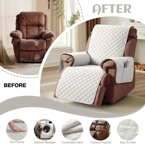 Miniatura 6 de KinCam Funda 100% impermeable para silla reclinable, fundas de sofá reclinable para mascotas, perros, funda de sofá reclinable, protector de muebles