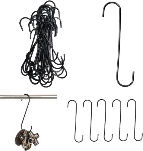 Miniatura 10 de Paquete de 50 ganchos en S de metal de 6 pulgadas para recubrimiento en polvo y pintura, ganchos colgantes de acero de alambre de 0.076 pulgadas