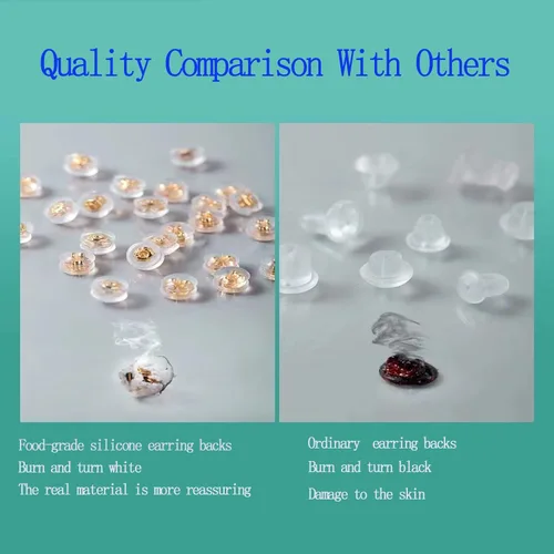 Miniatura 3 de Parte trasera de aretes, de silicona de oro de 18 quilates para tachuelas/orejas caídas, bloqueo seguro para aretes pesados, no irrita