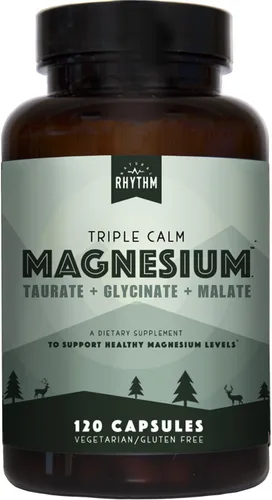 Triple Calm Magnesio – Mag. taurate, glycinate, y Malate para el socorro óptimo Relajación, el estrés y la Ansiedad, y mejorar Dormir. 120 cápsulas,