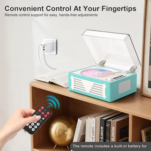 Miniatura 8 de Reproductor de CD Bluetooth portátil con altavoz, reproductor de CD retro, pantalla LED, reproducción USB, entrada/salida AUX, recargable, perfecto