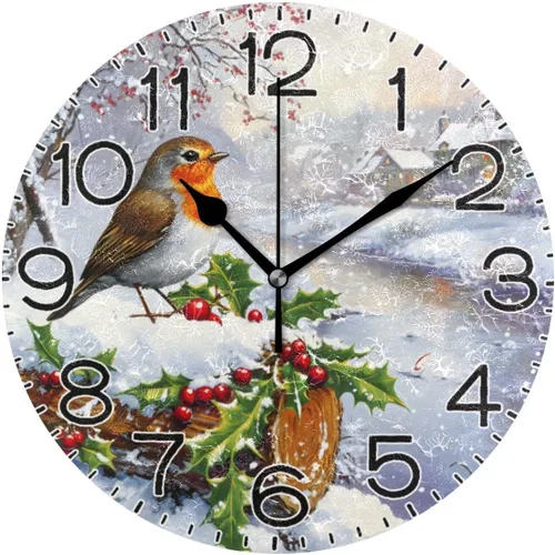 Miniatura 14 de Reloj de pared de pavo real con hermosas plumas, funciona con pilas, silencioso, de cuarzo, analógico, rústico, rústico, reloj redondo, decoración