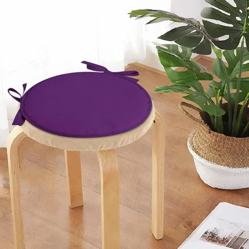 Miniatura 2 de Womenyiaor Juego de 2 cojines redondos para sillas de bistró para interiores y exteriores, cojines para sillas de bistró con lazos, cojines redondos