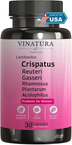 VINATURA Lactobacillus Rhamnosus, Reuteri, Gasseri, Plantarum, Crispatus, Acidophilus Probióticos - Probióticos para mujeres *Hecho y probado en