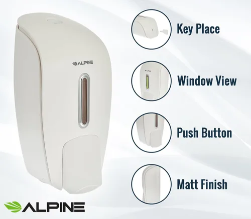 Miniatura 5 de Alpine Dispensador de jabón manual de montaje en pared, dispensador de jabón comercial montado en la pared para jabón líquido y desinfectante