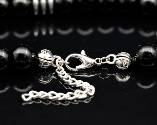 Miniatura 6 de ElisaJewelryArt - Collar unisex con dije de cristal de amatista puntiaguda natural y piedra de ónix negro, con cierre de piedra de Feng Shui, collar