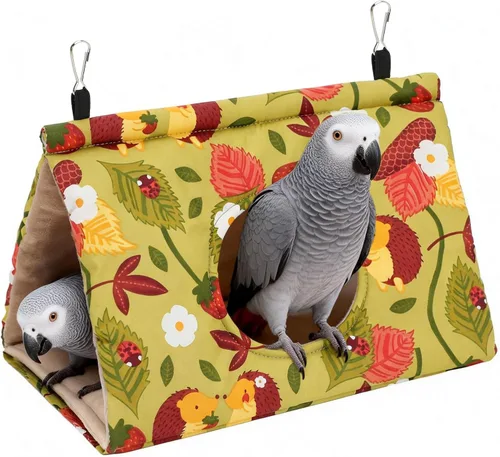Miniatura 23 de Rypet Casa de nido de pájaros cálida para invierno, hamaca colgante de terciopelo, jaula de felpa mullida para pájaros escondidos, cama para dormir
