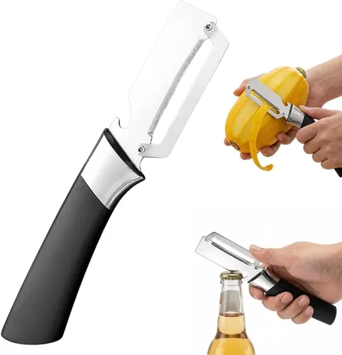 Miniatura 13 de Ktchen - Pelador de verduras multifuncional 2026, cuchillo pelador de frutas grueso de acero inoxidable multifunción con mango de madera, 3-1
