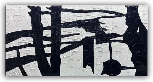 Miniatura 14 de YaSheng Art - Arte abstracto de 24 x 48 pulgadas, pinturas al óleo sobre lienzo, arte abstracto de plata gruesa, arte moderno para decoración