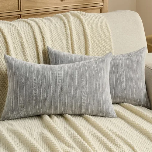 Miniatura 8 de FUTEI Paquete de 2 fundas de cojín de felpilla de 16 x 16 pulgadas, fundas de cojín decorativas con textura de línea suave, decoración moderna