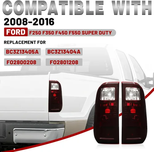 Miniatura 2 de HECASA Conjunto de Luz Trasera Compatible con Ford F250 F350 F450 F550 Super Duty 2008-2016 Reemplazo para BC3Z13405A BC3Z13404A FO2800208 FO2801208