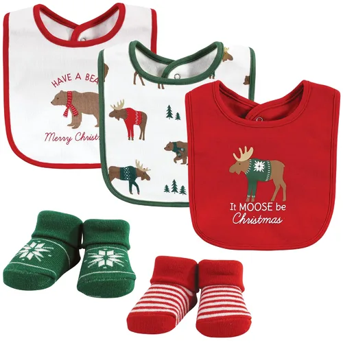 Miniatura 23 de Hudson Baby Conjunto de babero y calcetines unisex de algodón para bebé, Tamaño único Chica Calabaza