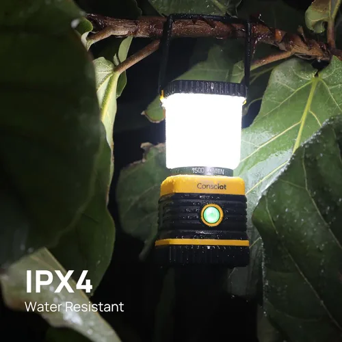 Miniatura 9 de Consciot C02 - Linterna LED para campamento, luces de campamento recargables USB-C, 1500 lm, 5 modos de luz, hasta 100 horas de tiempo