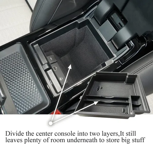 Miniatura 3 de Organizador de consola central compatible con Land Rover Evoque 2020-2026, bandeja de almacenamiento secundario de ABS, bandeja de almacenamiento
