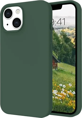 Miniatura 12 de Telaso Funda para iPhone 13, silicona líquida de goma de gel suave para iPhone 13, funda delgada con forro de microfibra a prueba de golpes, fundas