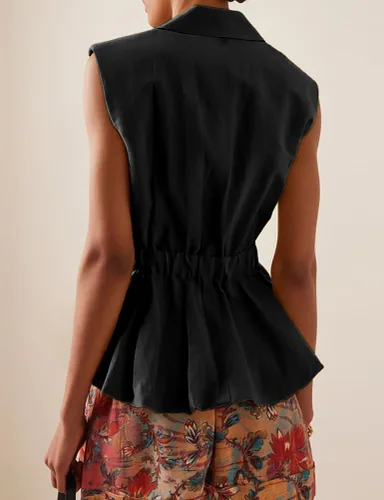 Miniatura 3 de IDEALSANXUN Chalecos de lino de algodón para mujer, a la moda, casuales, de verano, sin mangas, chaqueta ligera, para exteriores