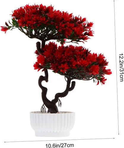 Miniatura 7 de Yardwe Plantas artificiales, árbol de pino bonsái, planta sintética en maceta, arreglos florales decorativos, decoración de Feng Shui, centros
