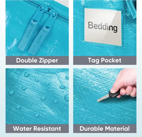 Miniatura 6 de TICONN Paquete de 2 bolsas de mudanza extra grandes resistentes con cremalleras y asas de transporte, bolsas de almacenamiento duraderas