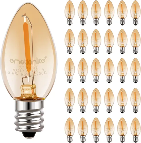 Miniatura 10 de Emotionlite - Bombillas de luz nocturna, bombillas LED C7 para candelabro, base de candelabro E12, equivalente a incandescente de 4 W, 5 W, 6 W, 7