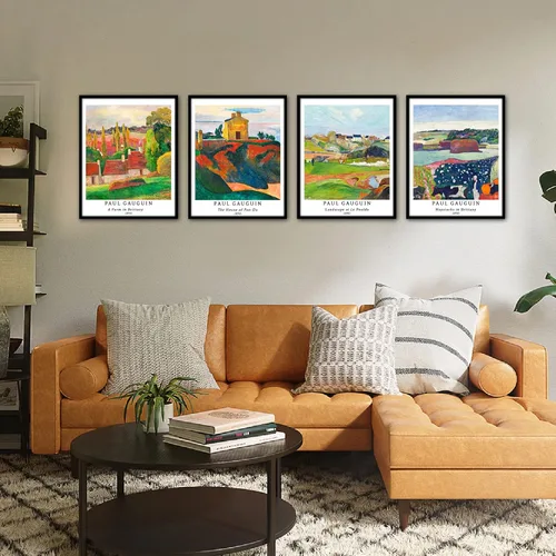 Miniatura 3 de Berkin Arts Juego de 4 impresiones artísticas de arte giclée sin marco, arte de paisaje de 8 x 10 pulgadas, decoración escolar, rústico, natural