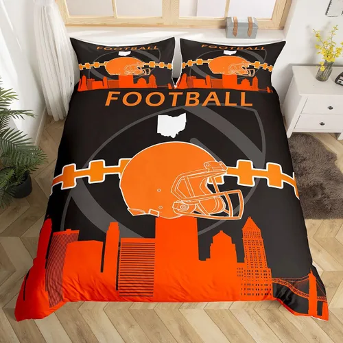 Miniatura 8 de Erosebridal Funda de edredón de fútbol tamaño individual, juego de ropa de cama de fútbol para niños, niños y niñas, funda de edredón con 1 funda