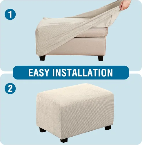 Miniatura 5 de H.Versailtex - Funda elástica para sillón (elastano), rectangular, con reposa pies para sala. Natural
