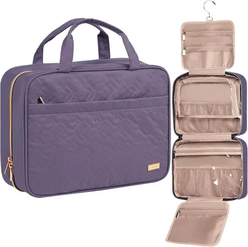 Miniatura 17 de NISHEL Neceser de viaje para mujer, organizador colgante y portátil para champú de tamaño completo, acondicionador, juego de cepillos y accesorios