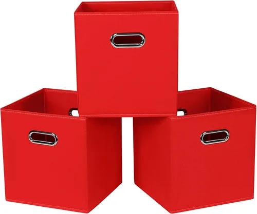 Miniatura 10 de STOREONE Contenedores organizadores de 13 pulgadas, cubo de almacenamiento de tela negra, cesta de almacenamiento plegable con asas dobles y cajas