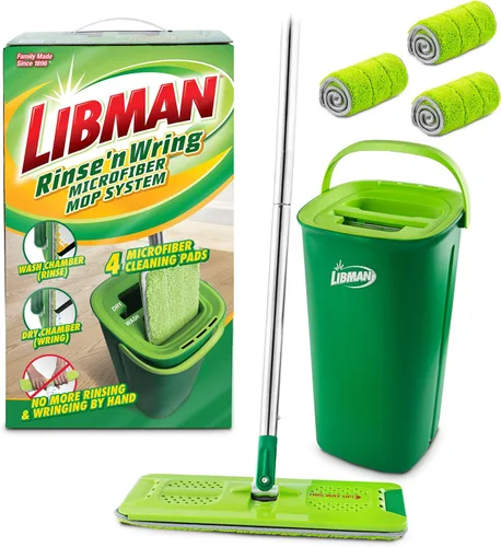 Miniatura 9 de Libman Rinse 'n Wring - Sistema de trapeador y cubeta Trapeador de piso de microfibra Limpiador de pisos de madera dura Trapeador húmedo
