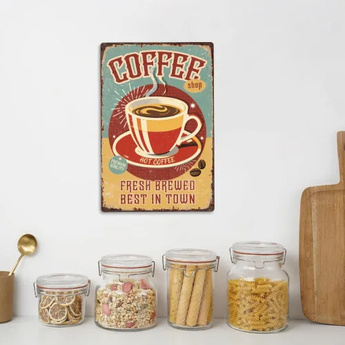 Miniatura 5 de Letrero de metal vintage de 8 x 12 pulgadas, letrero retro de hierro caliente para café caliente, aspecto óxido, fresco preparado, mejor