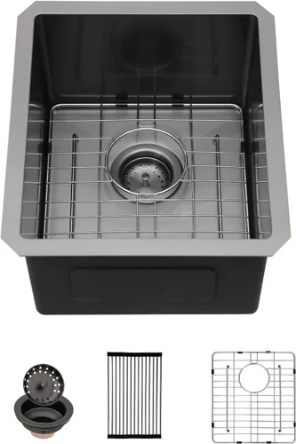 Miniatura 13 de Sarlai - Fregadero de cocina, de 30 x 18 pulgadas, empotrado, simple, de acero inoxidable calibre 16