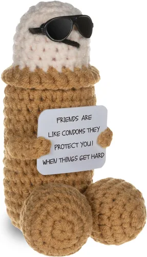 WenmthG Divertida muñeca positiva, regalo de apoyo emocional, linda muñeca de ganchillo de lana con tarjeta positiva, decoración de relleno, adornos