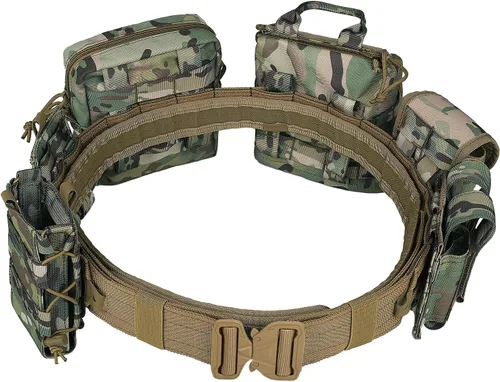 YAKEDA - Cinturones tácticos de batalla 8 en 1, cinturón de caza Molle, cinturón de juego de pesca con bolsas para mayor comodidad y fiabilidad