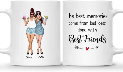 Gossby Taza de café personalizada para mejores amigas, regalo personalizado para mujeres con nombre, cumpleaños, Navidad, regalo de taza de larga