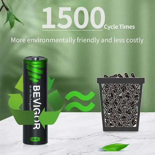 Miniatura 2 de BEVIGOR Paquete de 8 Baterías Recargables AA 1500 Ciclos, 2800 mAh de Alta Capacidad 1.2V NiMH Recargables Baterías AA de Baja Autodescarga Doble A