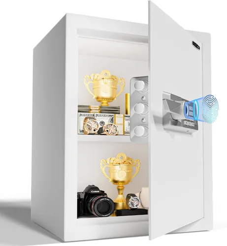 Miniatura 10 de Caja Fuerte Biométrica de 1.0 Pies Cúbicos con Bolsa Ignífuga, Caja Fuerte de Acceso Rápido por Huella Dactilar con Llaves, Teclado Digital, Puerto