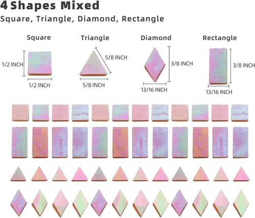 Miniatura 4 de Lanyani Suministros de azulejos de mosaico de vidrio iridiscente 200 piezas, azulejos de vidrio iridiscente coloreado para manualidades de mosaico