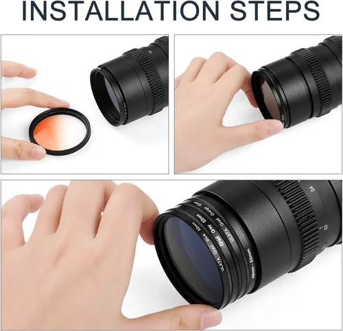 Miniatura 5 de Kit de filtros de color graduados de 2.047 in, 9 piezas de filtro de lente de color gradual juego de accesorios para cámara réflex digital Canon